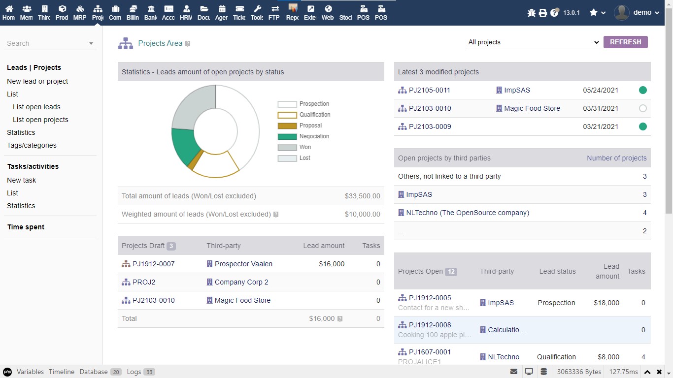 screenshot of Unbox ERP